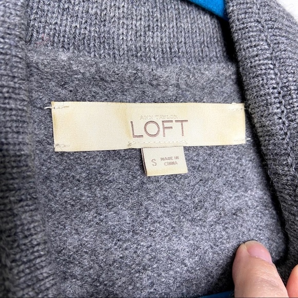 LOFT Gray 100% Wool Military Style Sweater Jacket - Picture 10 of 13